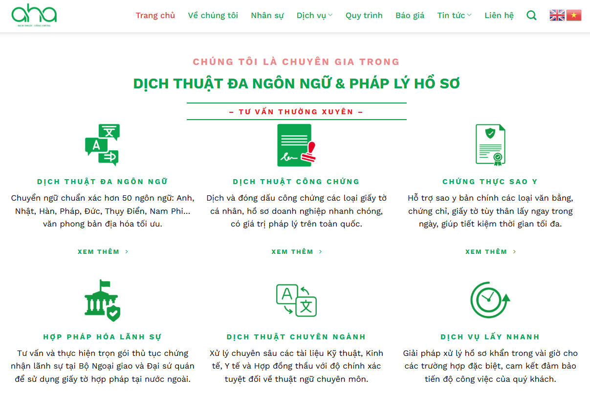 Dịch thuật công chứng Hà Nội AHA