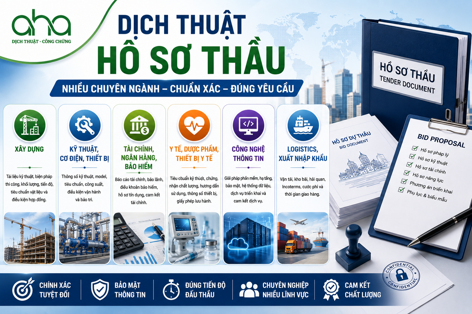 Dịch thuật hồ sơ thầu gồm những chuyên ngành nào?