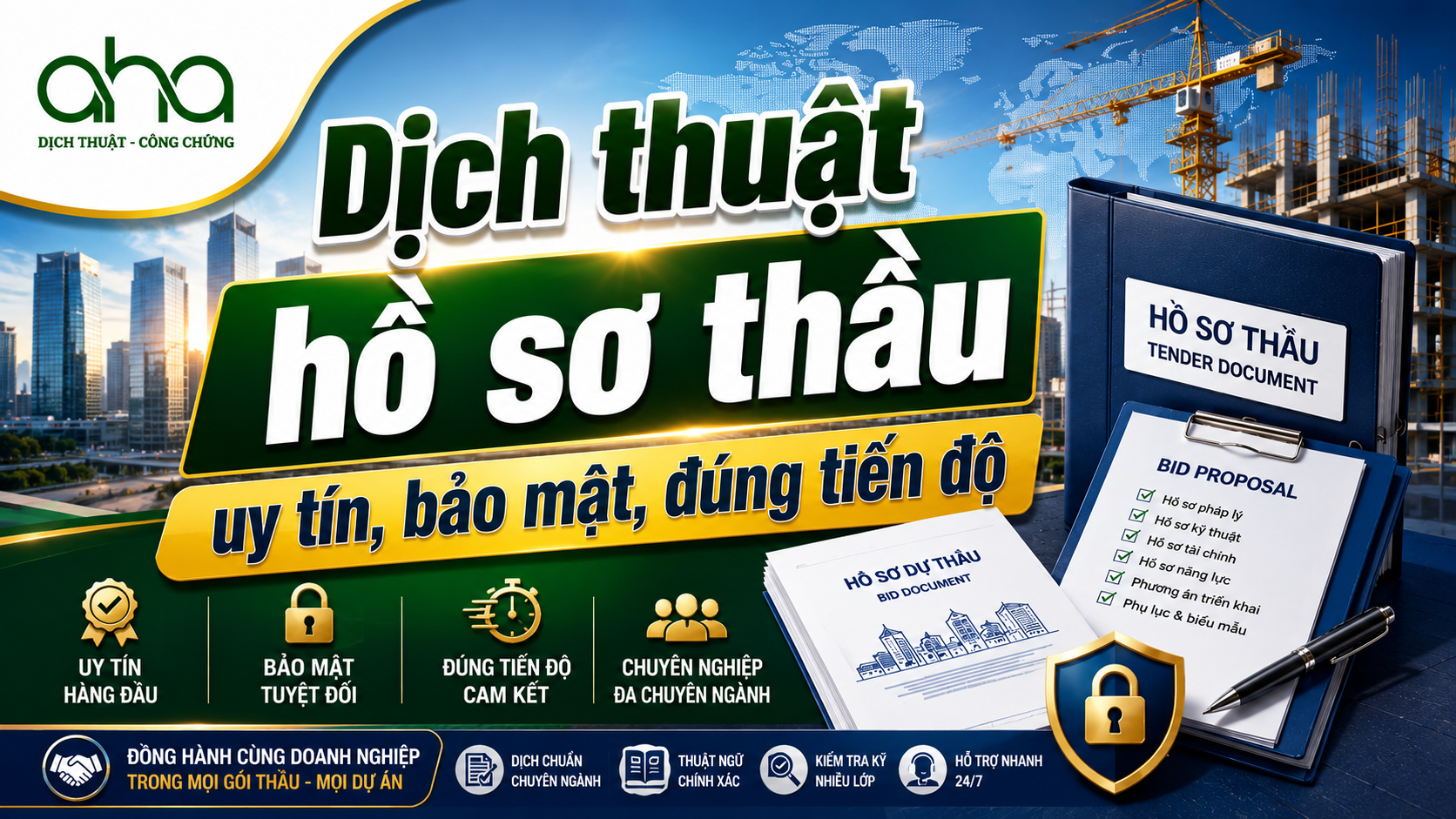 Dịch thuật hồ sơ thầu uy tín, bảo mật, đúng tiến độ