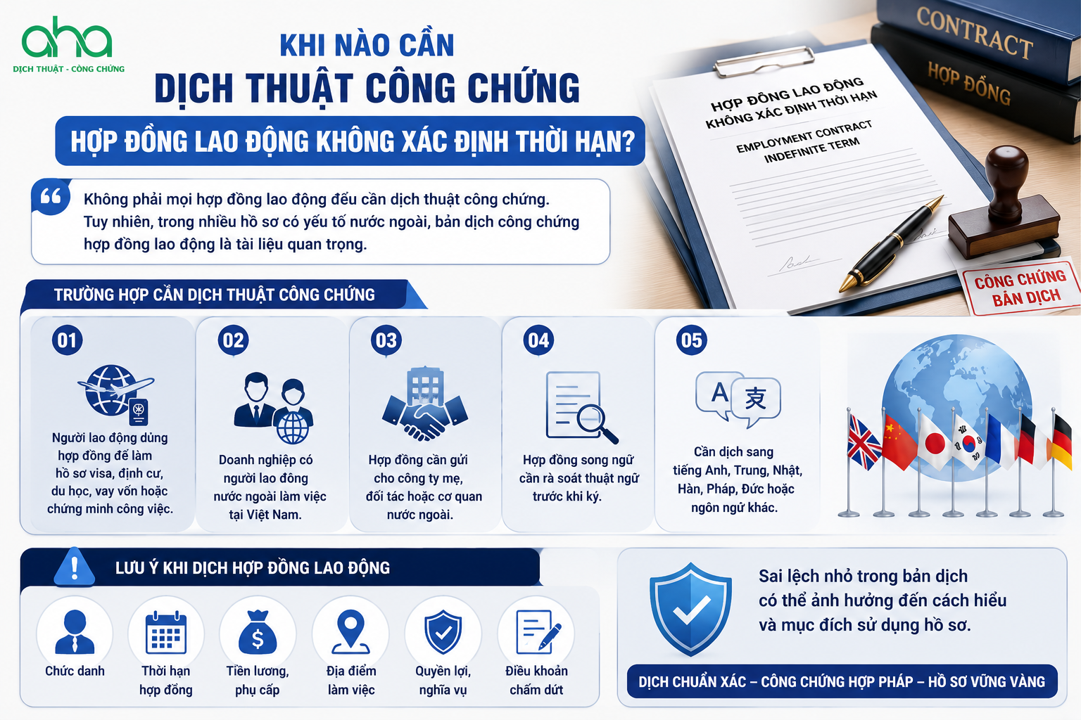 Khi nào cần dịch thuật công chứng hợp đồng lao động không xác định thời hạn?