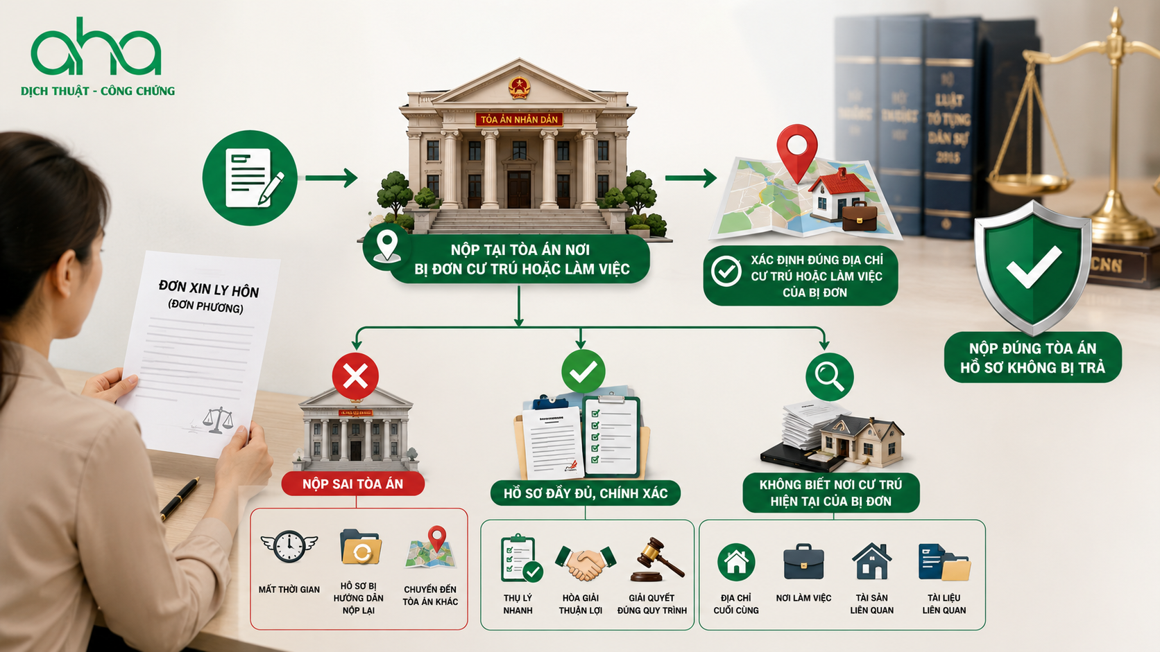 Nộp đơn ly hôn đơn phương ở đâu để không bị trả hồ sơ?