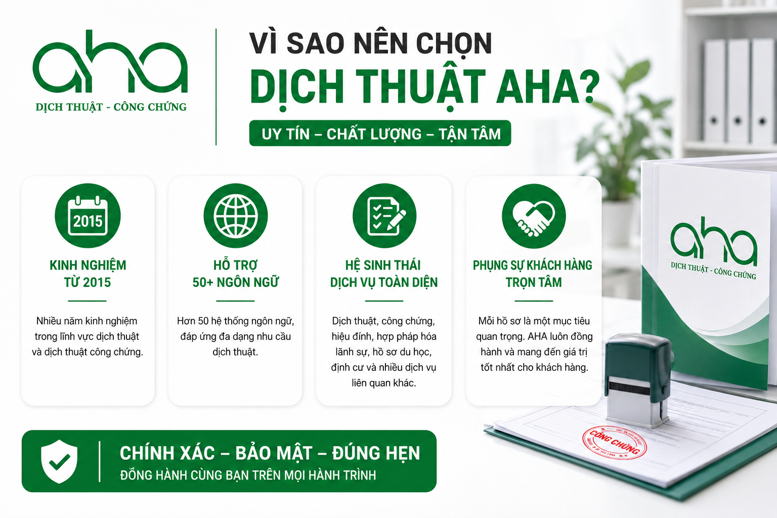 Vì sao nên chọn Dịch Thuật AHA?