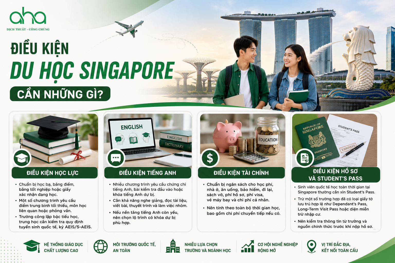 Hồ sơ du học Singapore có cần dịch thuật công chứng không?