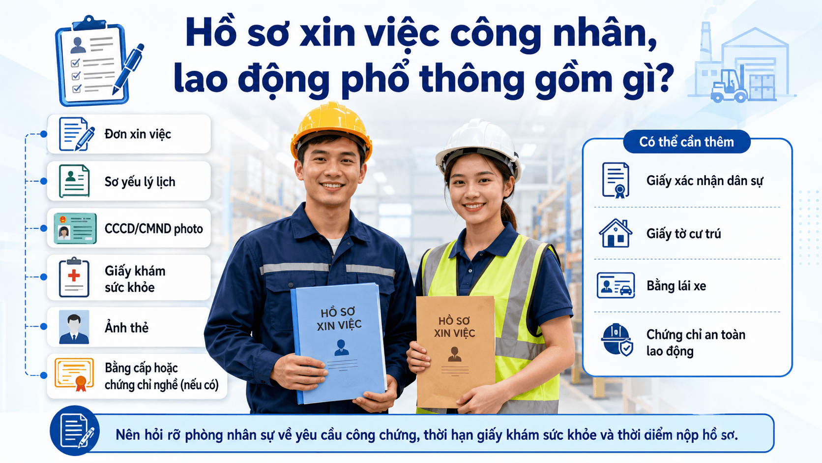 Hồ sơ xin việc công nhân, lao động phổ thông gồm gì?