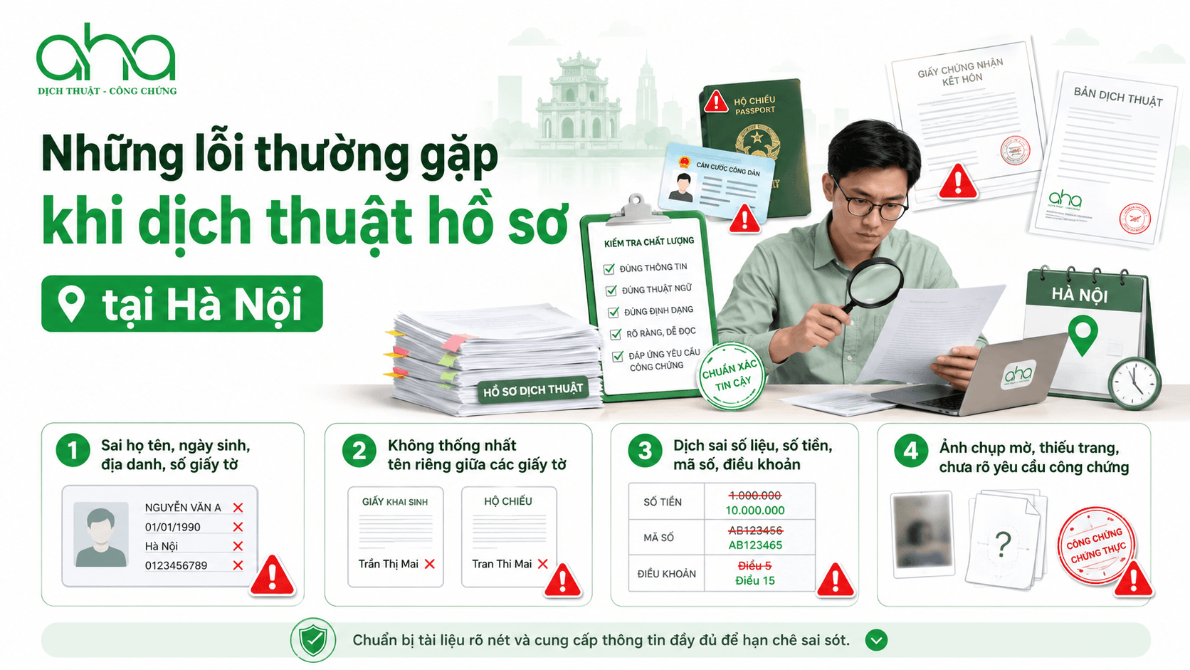 Những lỗi thường gặp khi dịch thuật hồ sơ tại Hà Nội