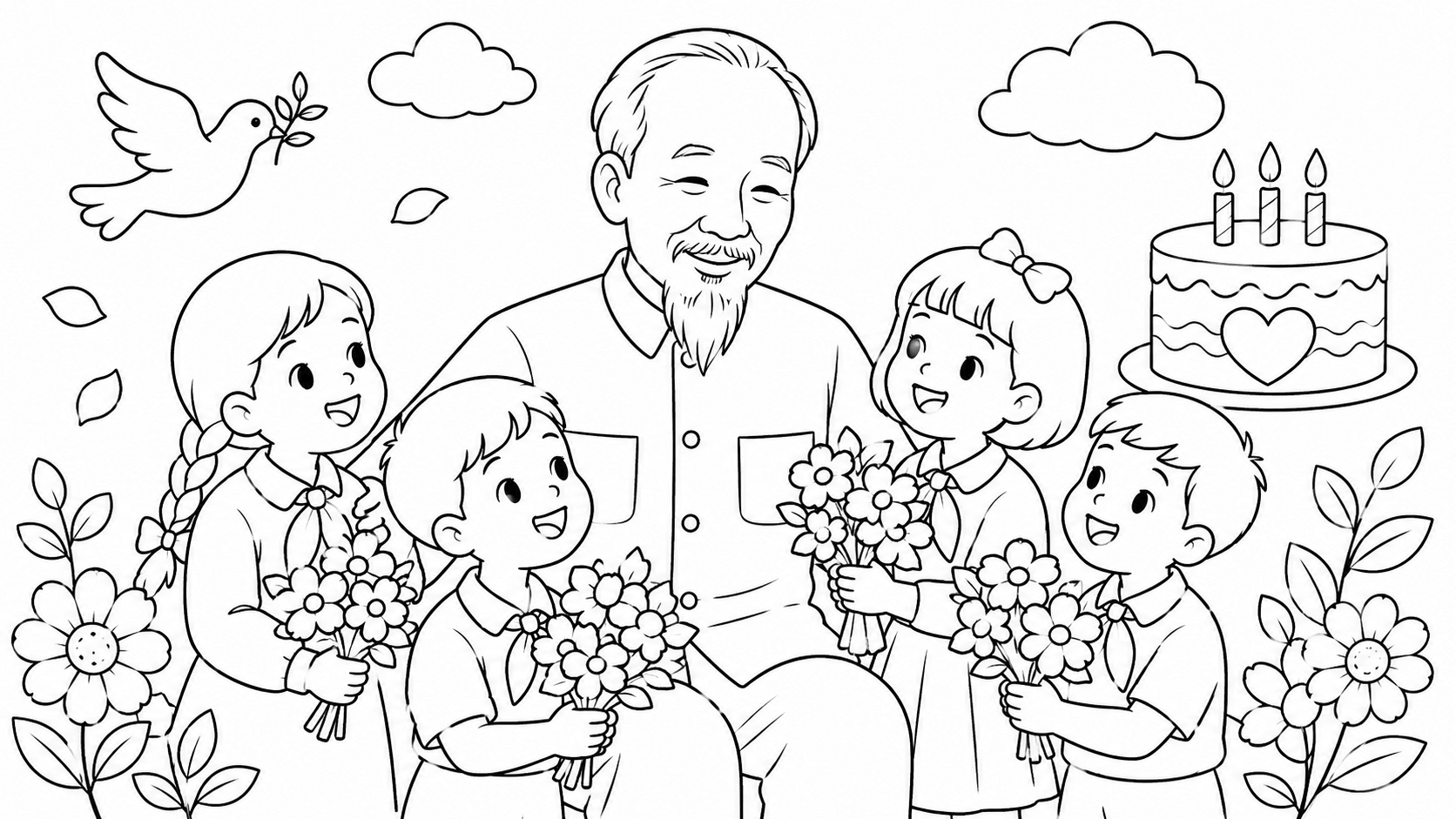 tranh tô màu Bác Hồ