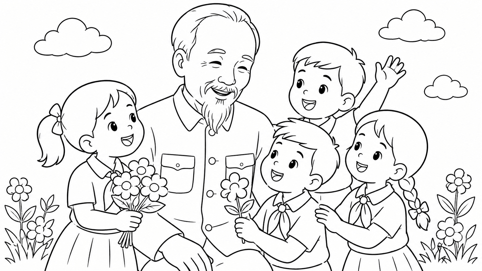 tranh tô màu Bác Hồ