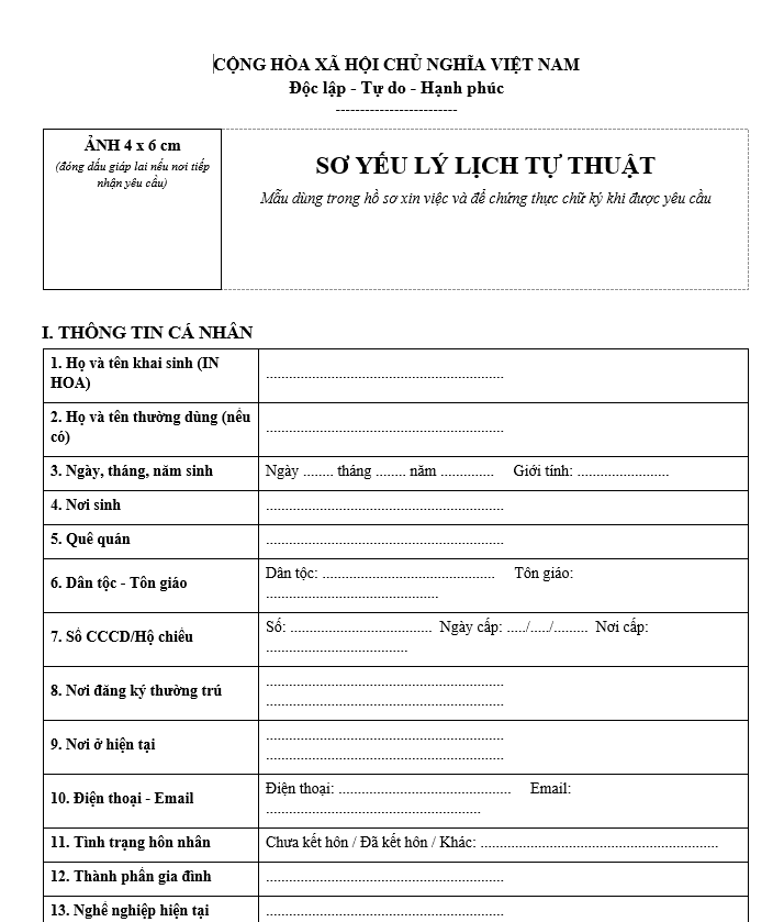 Cách viết mẫu sơ yếu lý lịch công chứng đúng thông tin