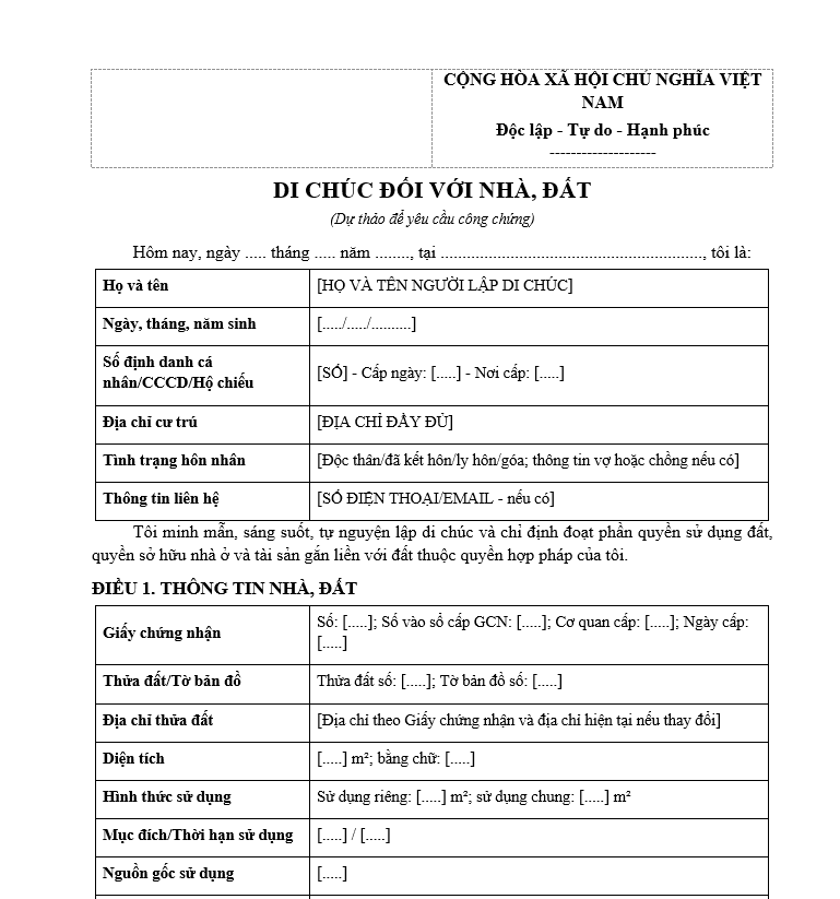 Di chúc công chứng có sửa đổi hoặc hủy bỏ được không?