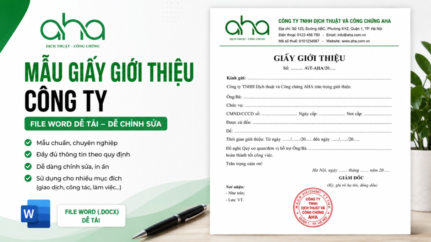 Mẫu giấy giới thiệu công ty file Word dễ tải