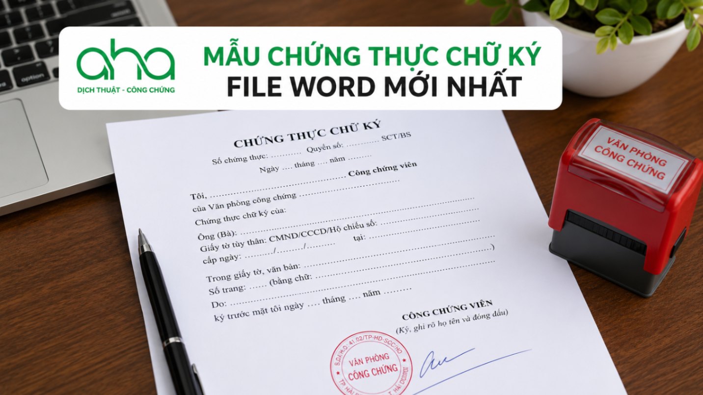 Mẫu chứng thực chữ ký file Word mới nhất