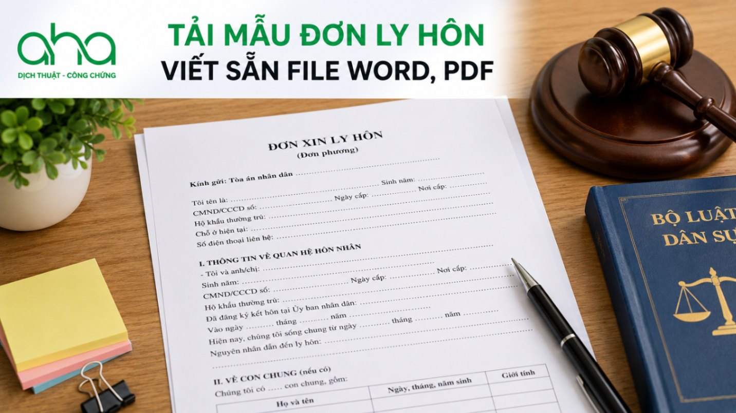 Tải mẫu đơn ly hôn viết sẵn file Word, PDF