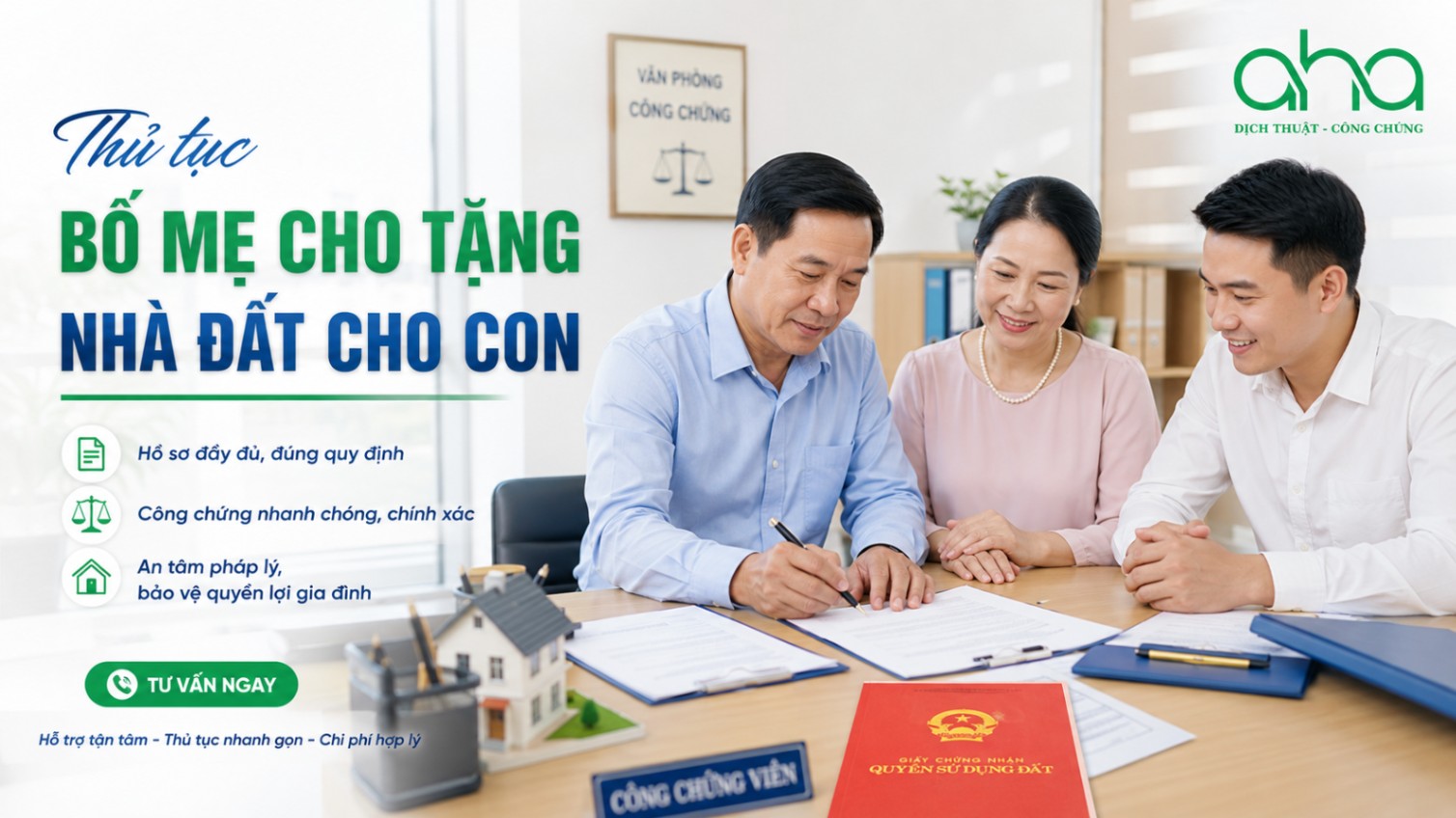 Thủ tục bố mẹ cho tặng nhà đất cho con
