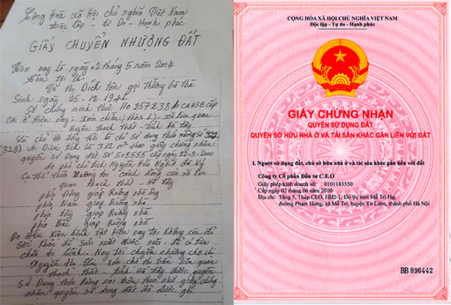 Giấy viết tay có sang tên sổ đỏ được không?
