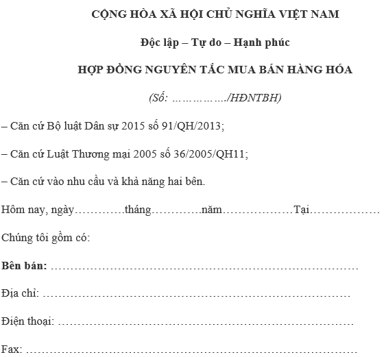 Hợp đồng nguyên tắc là gì