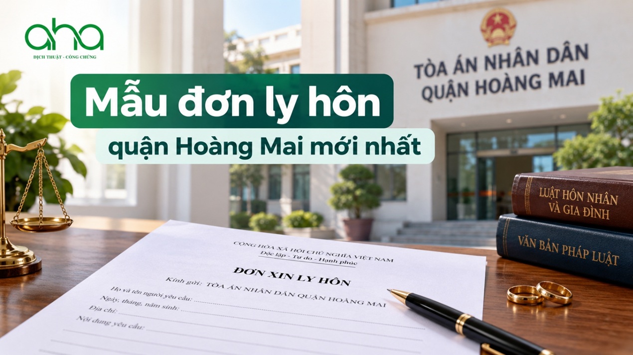 Mẫu đơn ly hôn quận Hoàng Mai mới nhất