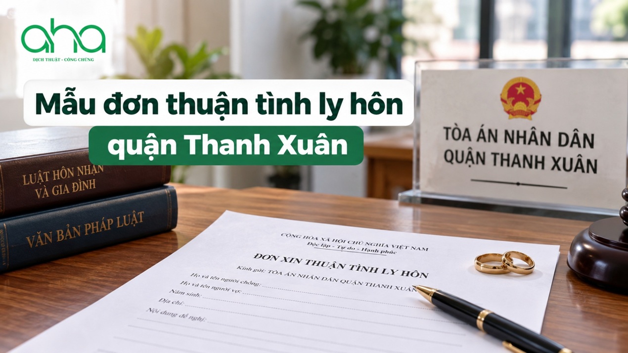 Mẫu đơn thuận tình ly hôn quận Thanh Xuân