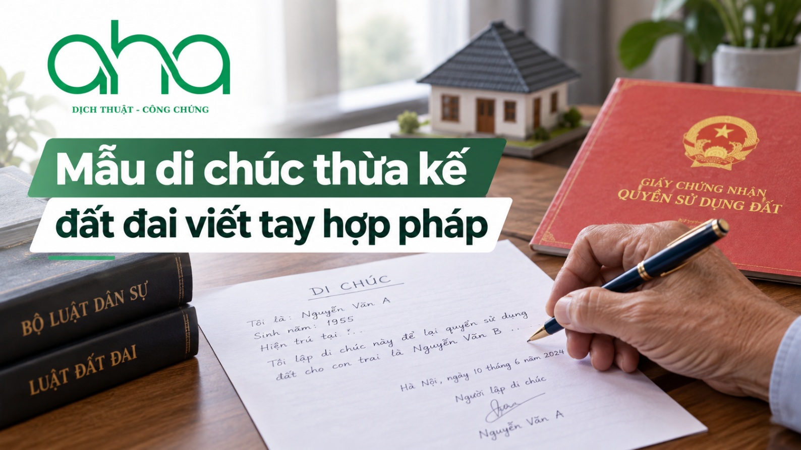 Mẫu di chúc thừa kế đất đai viết tay hợp pháp